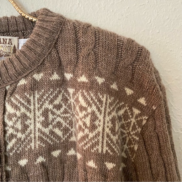 vintage montana woolen shop grandma cardigan fair isle cable knit made in usa. - Picture 5 of 13